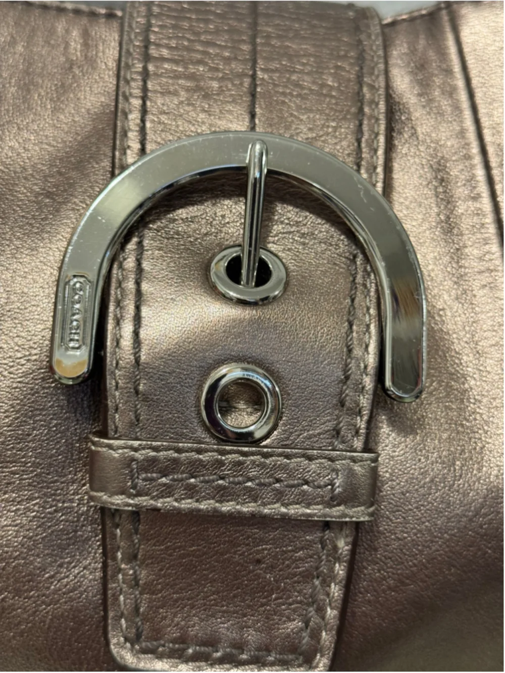 Coach SoHo Metallic Bronze Leather Buckle Tote bag